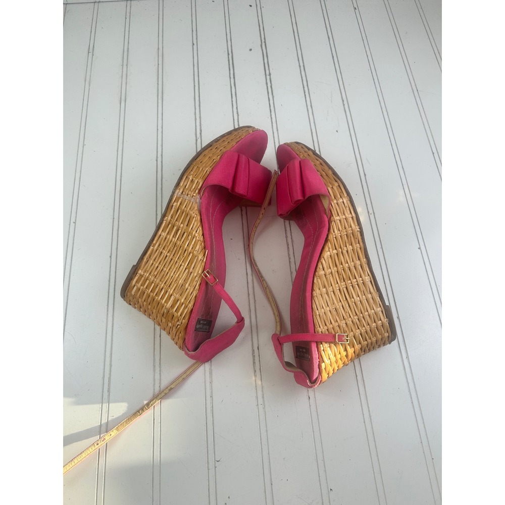 Kate Spade Vintage Y2K 2005 Pink Woven Espadrille Bow Wedges Women's Size 10 - Picture 7 of 11